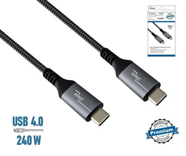 DINIC USB C 4.0 Kabel, 240W PD, 40Gbps, 1,5m Typ C auf C, Alu Stecker, Nylon Kabel, DINIC Box